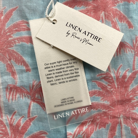 Linen Attire by Ranee’s Miami Linen Resort/Tropical LS Button Shirt (Blue/Pink) - Picture 15 of 16